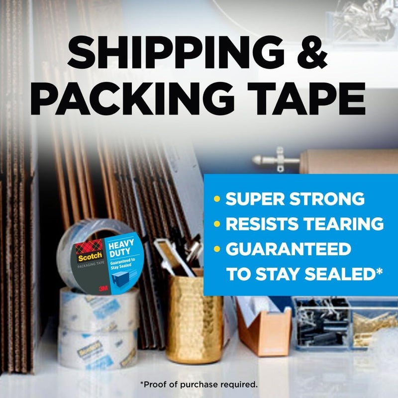 Scotch Heavy Duty Packaging Tape with Dispenser - 1.88" x 54.6 yd, Strong Seal for Packing, Shipping, and Mailing - Image 2