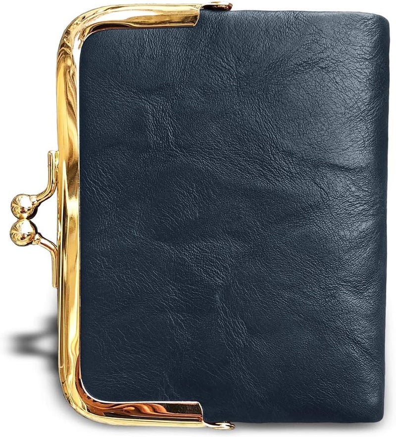 AOXONEL Womens Wallet Small Rfid Ladies Compact Bifold Leather Vintage Coin Purse With Zipper and Kiss Lock - Image 3