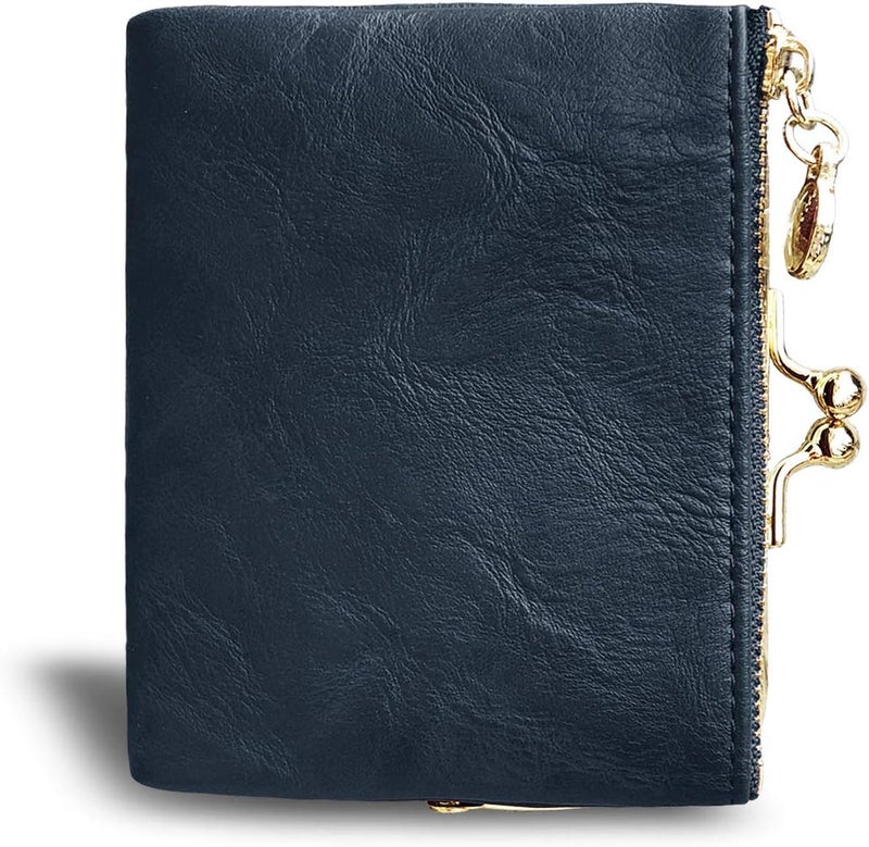 AOXONEL Womens Wallet Small Rfid Ladies Compact Bifold Leather Vintage Coin Purse With Zipper and Kiss Lock - Image 4