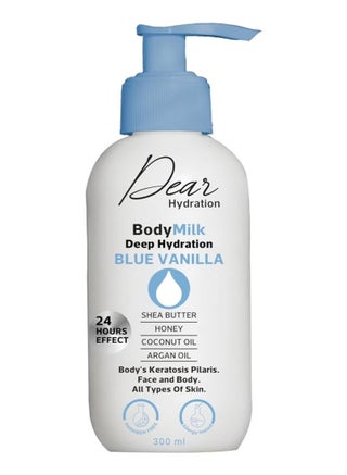 Hydration Body Milk Blue Vanilla Deep Hydration for 24 Hours With Shea Butter, Honey, Coconut Oil & Argan Oil 300ml - pzsku/Z5D8AF81C6142CDA84328Z/45/1751110333/10eb2091-6059-421a-9a8f-ba724eb9eaa2