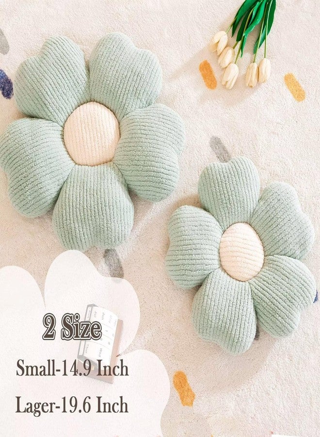 Kcvvcr Flower Throw Pillow, Cute Flower Shaped Pillow Decorative Throw Pillow for Bed Couch, Soft Daisy Pillows Floor Seating Cushion Cushions (14.9 Inch Sage Green) - Image 2