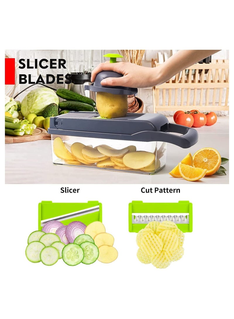 Vegetable Chopper, Pro Onion Chopper, Multifunctional 13 in 1 Food Chopper, Kitchen Vegetable Slicer Dicer Cutter,Veggie Chopper With 8 Blades,Carrot and Garlic Chopper With Container - Image 5