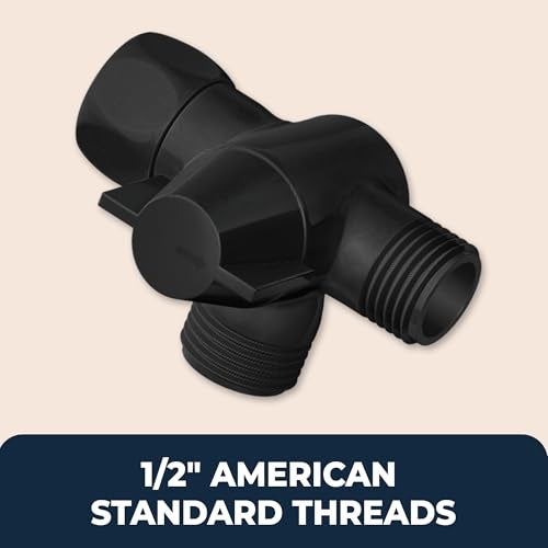 HammerHead Showers® SOLID METAL 3 Way Shower Diverter Valve - Shower Arm Diverter Connects Fixed and Hand Held to Shower Arm Shower Diverter for Dual Shower Head Shower Splitter 2 Way - Matte Black - Image 5