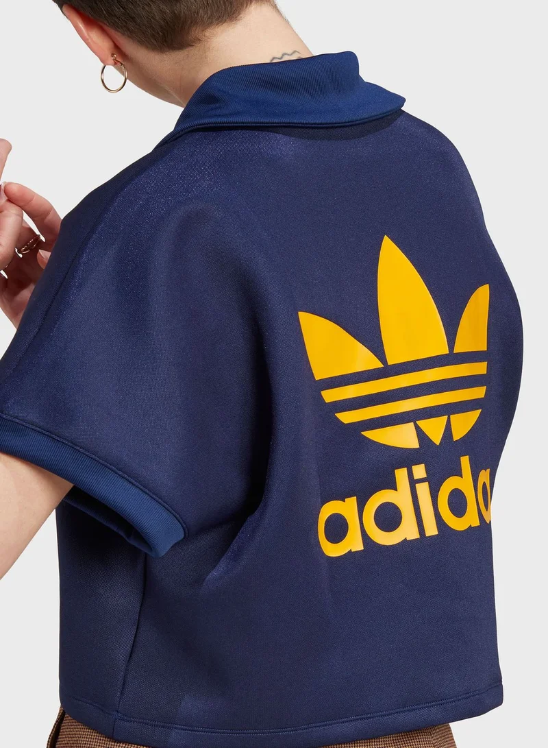 adidas Originals Oversized Cropped Polo T-Shirt