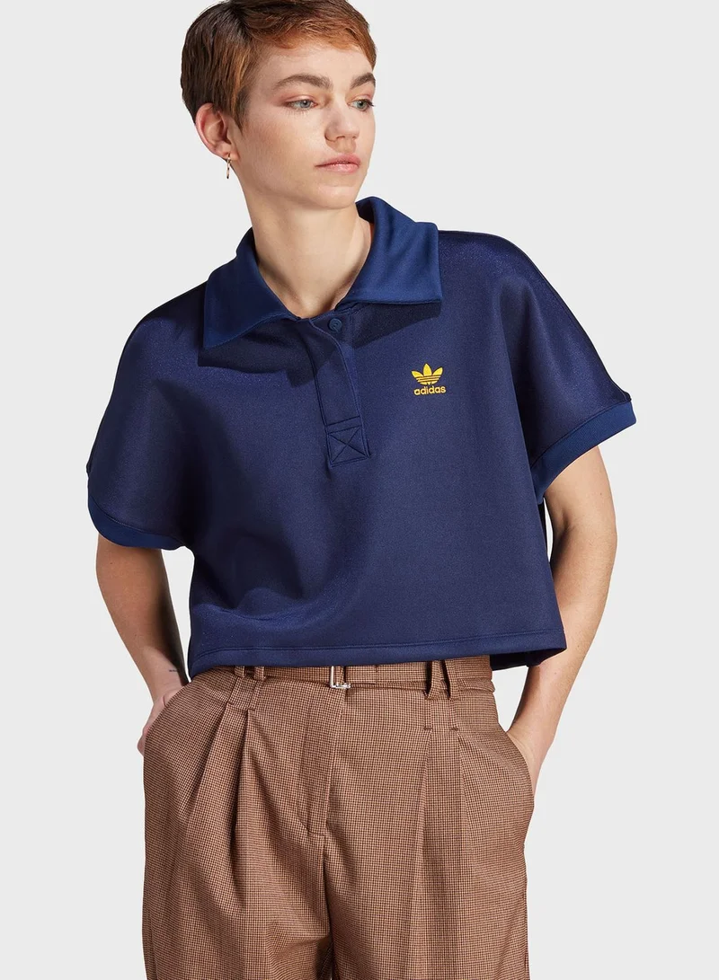 adidas Originals Oversized Cropped Polo T-Shirt