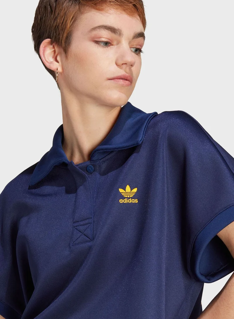adidas Originals Oversized Cropped Polo T-Shirt