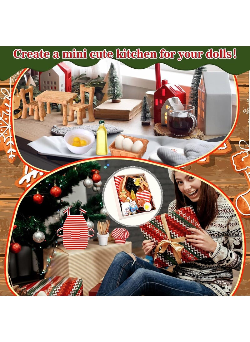 Kajaia - Kajaia 30 Pcs Christmas Accessories Mini Doll Baker Outfit Set Include Baking Apron and Hat Miniature Rolling Pin Flour Egg Bowl Cookie Tray Whisk Doll is Not IncludedGingerbread Man - Image 1