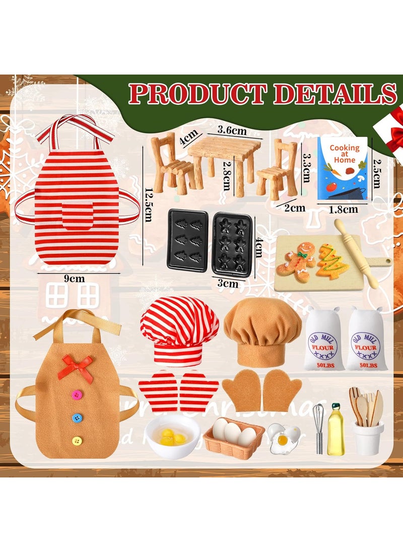 Kajaia - Kajaia 30 Pcs Christmas Accessories Mini Doll Baker Outfit Set Include Baking Apron and Hat Miniature Rolling Pin Flour Egg Bowl Cookie Tray Whisk Doll is Not IncludedGingerbread Man - Image 1