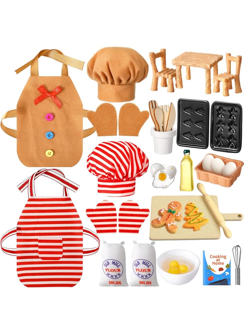 Kajaia - Kajaia 30 Pcs Christmas Accessories Mini Doll Baker Outfit Set Include Baking Apron and Hat Miniature Rolling Pin Flour Egg Bowl Cookie Tray Whisk Doll is Not IncludedGingerbread Man - Image 1