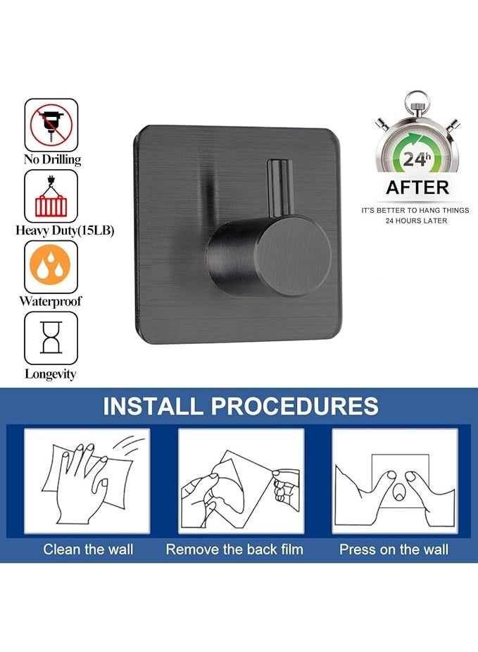 عام لاصق السنانير الثقيلة جدار السنانير مقاوم للماء الفولاذ المقاوم للصدأ السنانير لتعليق معطف قبعة رداء منشفة شماعة تعليق مفاتيح جدار جبل الحمام وغرفة نوم 4 حزم - Image 3