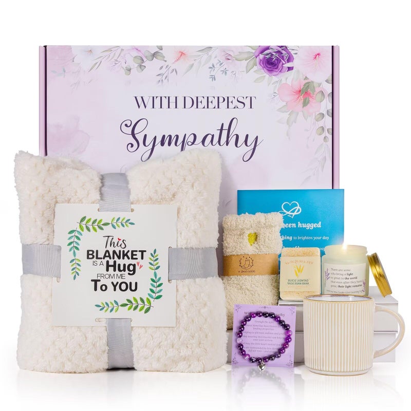 Synhonty Sympathy Gift Baskets, Care Package for Women, Soothe Grief Sympathy Gifts for Loss of Loved One, Condolences Gift Basket for Loss, Bereavement Miscarriage Gifts for Mothers, Mom, Sister, Friend - Image 1