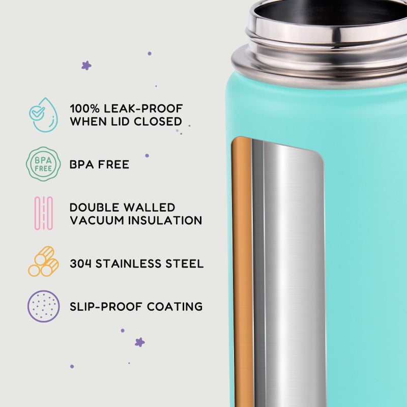 Fijinhom 12oz Kids Water Bottle for School, Toddler Bottles with Straws, Stainless Steel Vacuum Insulated Water Bottle for Boys&Girls, Leak-Proof, BPA-Free, Green - Image 3