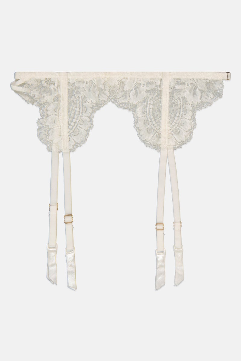 Etam Women Lace Suspender Belt, White - Image 2