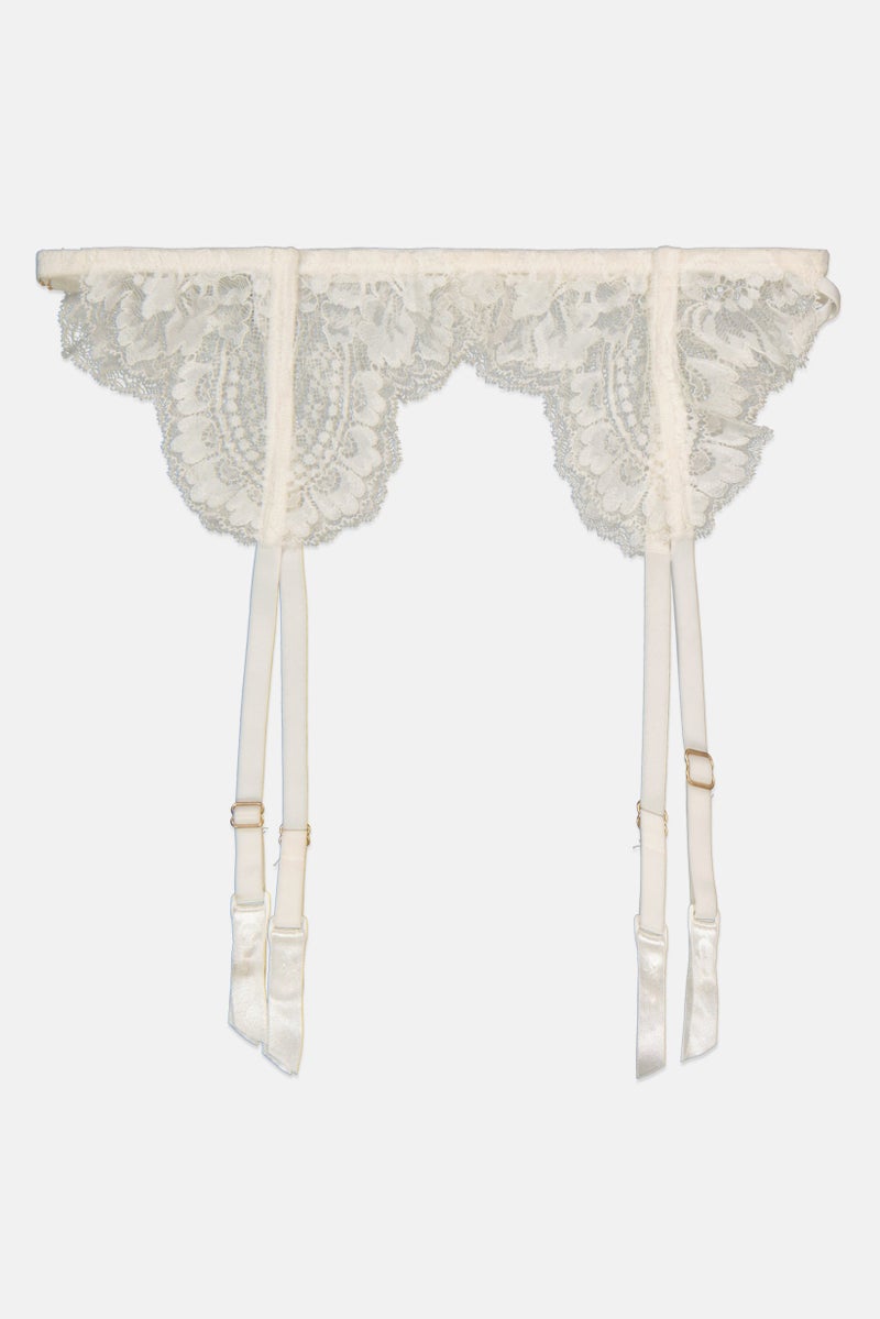 Etam Women Lace Suspender Belt, White - Image 1