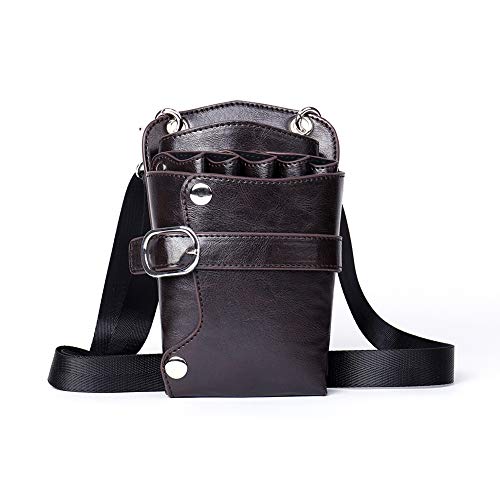 boshiho Scissors Pouch PU Leather Salon Barber Hairdressing Scissors Holster Hair Stylist Tools Bag Comb Shear Holster Waist Shoulder Belt (Black) - Image 1