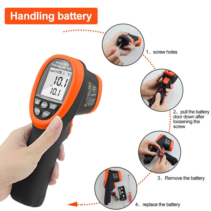 AOPUTTRIVER -58℉~2732℉ Digital Pyrometer 30:1 Dual Laser Industrial IR Temperature Gauge,High Heat Infrared Thermometer Gun Orange(NOT for Human Temp Test) - Image 3