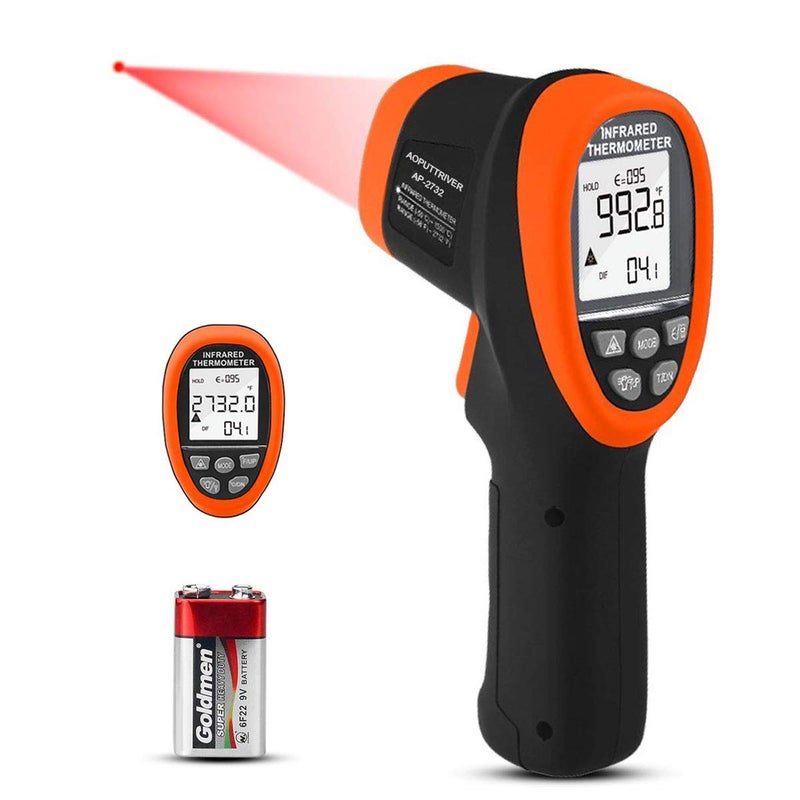AOPUTTRIVER -58℉~2732℉ Digital Pyrometer 30:1 Dual Laser Industrial IR Temperature Gauge,High Heat Infrared Thermometer Gun Orange(NOT for Human Temp Test) - Image 1