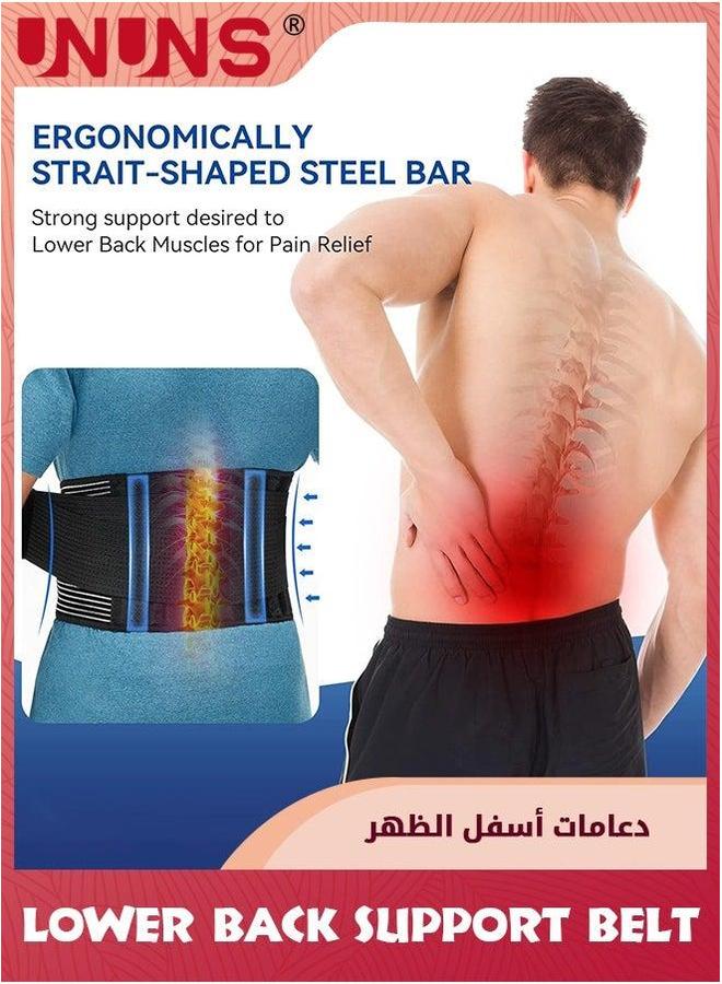 UNUNS Lower Back Brace,Back Support Belt,Lumbar Belt For Women Men,Adjustable Waist Brace Pain Relief With 6 Stays Heavy Lifting Herniated Disc,Sciatica,Scoliosis-L 90-103CM - Image 2