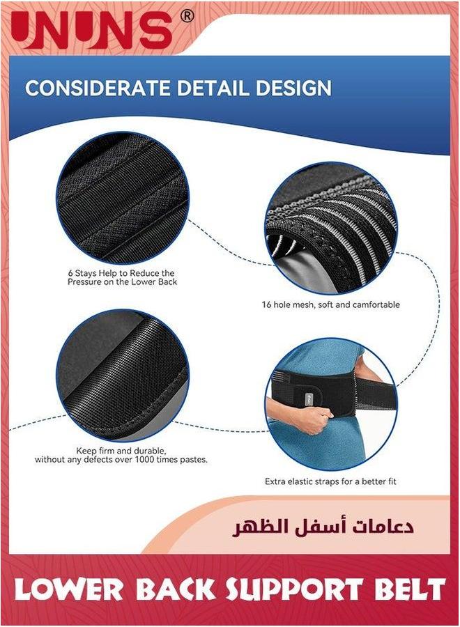 UNUNS Lower Back Brace,Back Support Belt,Lumbar Belt For Women Men,Adjustable Waist Brace Pain Relief With 6 Stays Heavy Lifting Herniated Disc,Sciatica,Scoliosis-L 90-103CM - Image 4