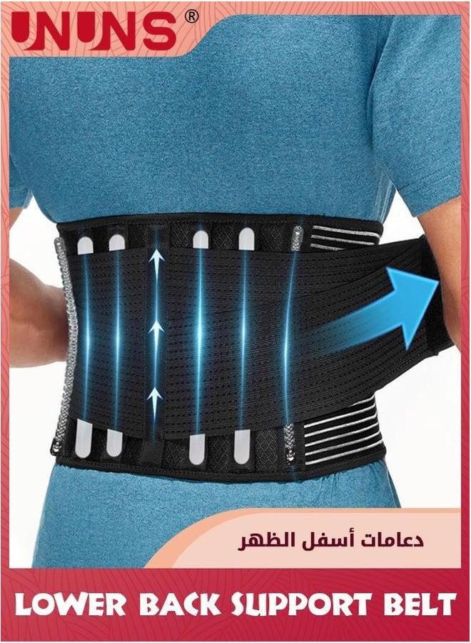 UNUNS Lower Back Brace,Back Support Belt,Lumbar Belt For Women Men,Adjustable Waist Brace Pain Relief With 6 Stays Heavy Lifting Herniated Disc,Sciatica,Scoliosis-L 90-103CM - Image 1