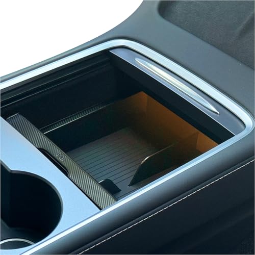 JVMA Center Console Organizer Tray for Tesla Model Y 2024 2023 2022 2021 and Model 3 2021-2023 Accessories with Backlight Transparent Smooth Slide 3 Carbon Edition Upgrade - Image 3