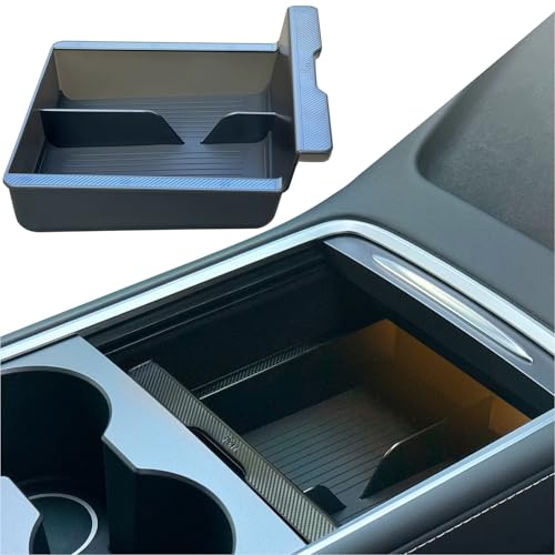JVMA Center Console Organizer Tray for Tesla Model Y 2024 2023 2022 2021 and Model 3 2021-2023 Accessories with Backlight Transparent Smooth Slide 3 Carbon Edition Upgrade - Image 1
