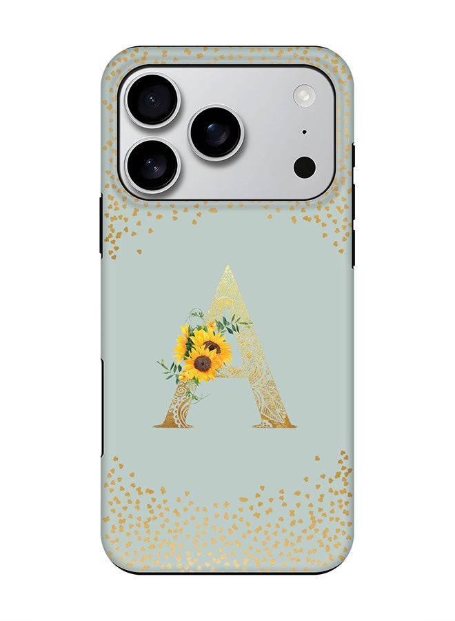 Stylizedd Tough Pro Magnetic Case for iPhone 17 Pro, Dual Layer hybrid PC + TPU Mobile Cover Matte - Custom Floral Monogram - A  (Light Grey )