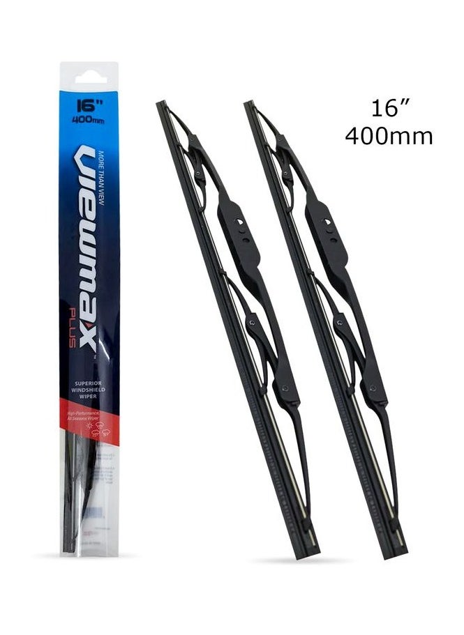 Viewmax Car Wiper Blades, Powerful Performance Conventional Windshield Wiper Blades - VIEW MAX -2 Pcs- (16" 400mm)  - Image 1