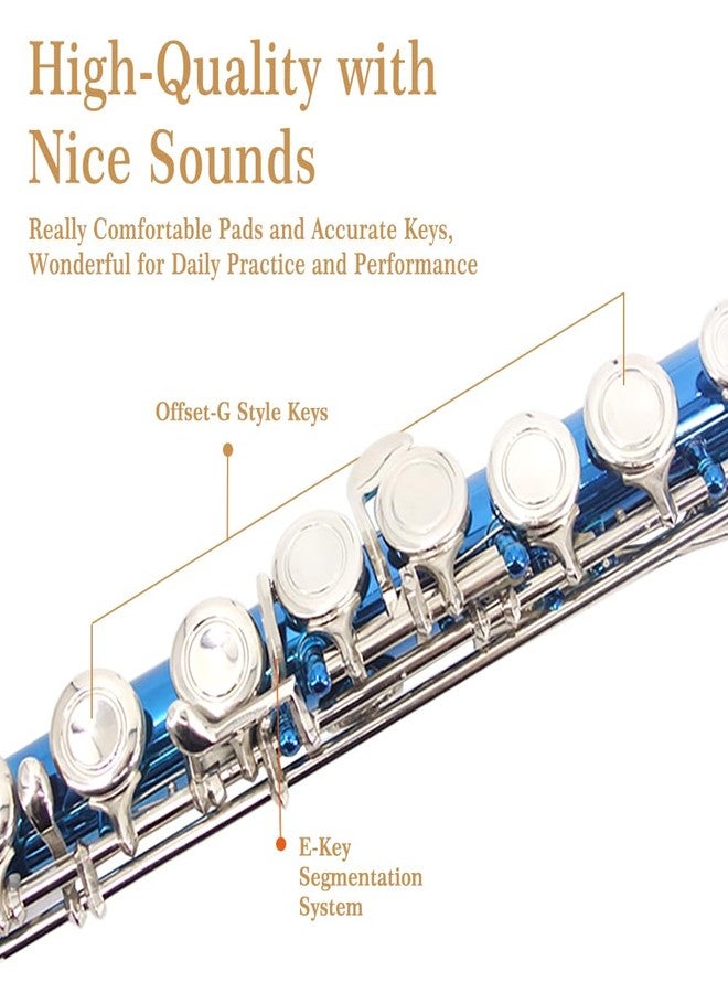YANASON Student Blue C Flute 16 Closed Hole C Flute with Carrying Case Stand Gloves Cleaning Cloth and More(Blue) - Image 3