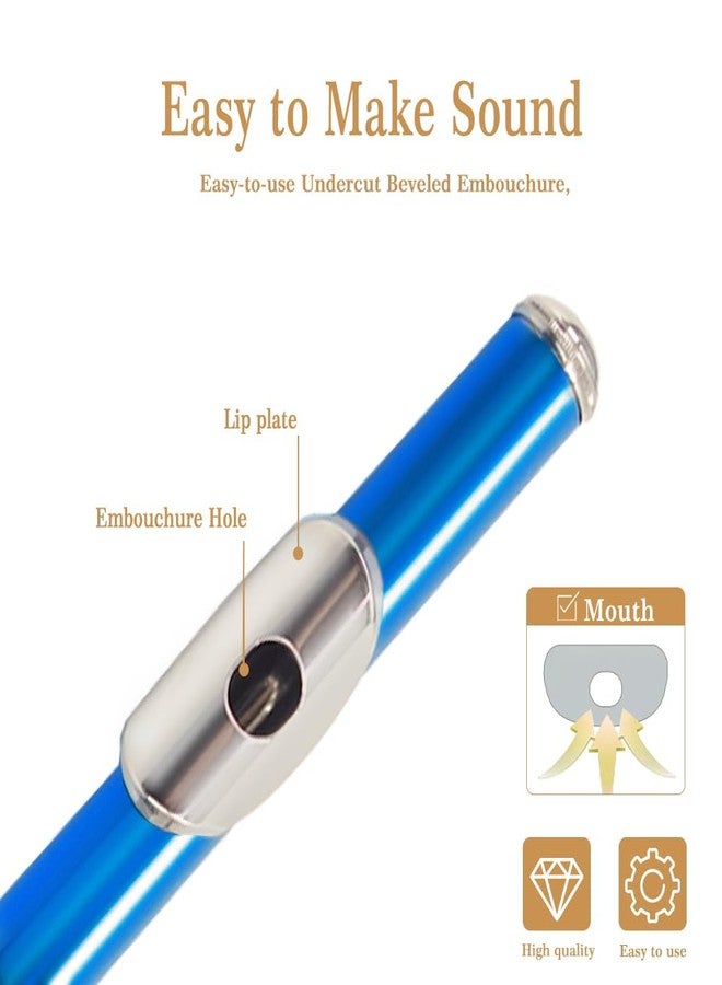 YANASON Student Blue C Flute 16 Closed Hole C Flute with Carrying Case Stand Gloves Cleaning Cloth and More(Blue) - Image 4