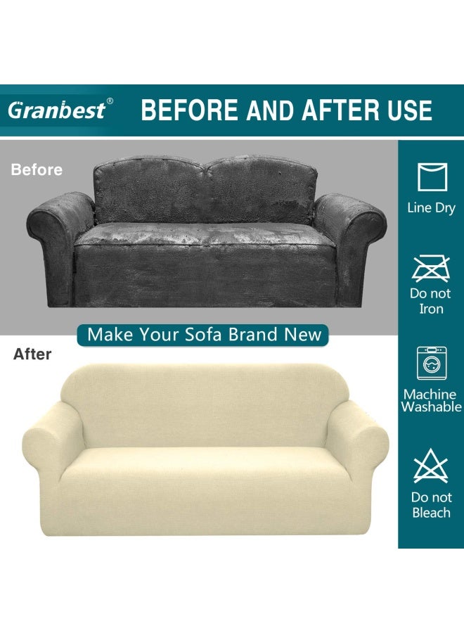 Granbest Premium Water Repellent Sofa Cover High Stretch Couch Slipcover Super Soft Fabric Couch Cover BeigeLarge - Image 5
