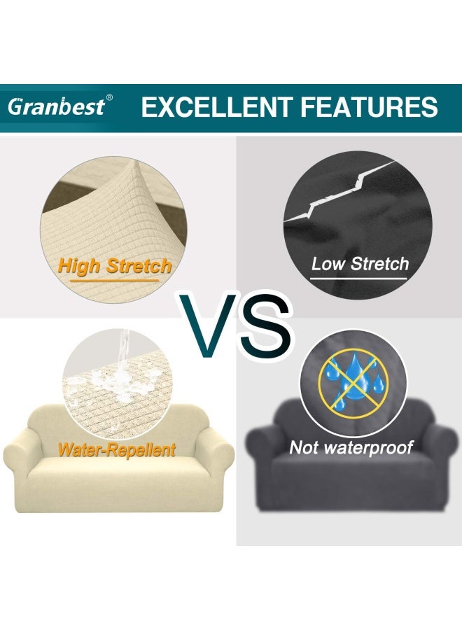 Granbest Premium Water Repellent Sofa Cover High Stretch Couch Slipcover Super Soft Fabric Couch Cover BeigeLarge - Image 4