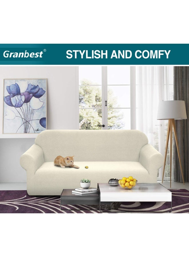 Granbest Premium Water Repellent Sofa Cover High Stretch Couch Slipcover Super Soft Fabric Couch Cover BeigeLarge - Image 2
