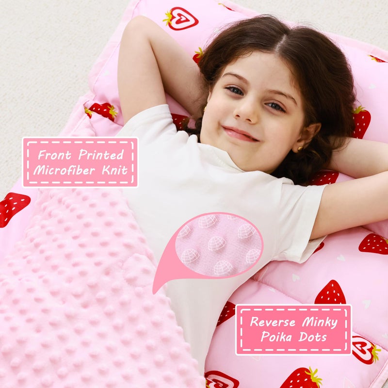 lasoftan Toddler Nap Mat with Pillow and Blanket, Extra Large Rolled Napping Mats,Slumber Bags for Girls,Kids Sleeping Bag for Daycare, Preschool Travel Camping - Image 2