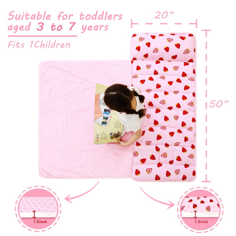 lasoftan Toddler Nap Mat with Pillow and Blanket, Extra Large Rolled Napping Mats,Slumber Bags for Girls,Kids Sleeping Bag for Daycare, Preschool Travel Camping - Image 4