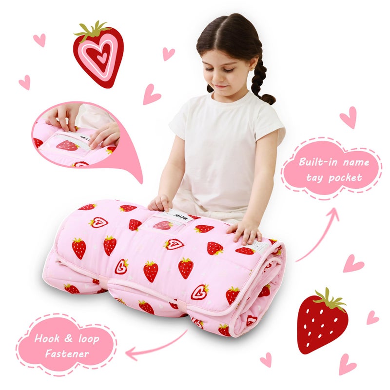 lasoftan Toddler Nap Mat with Pillow and Blanket, Extra Large Rolled Napping Mats,Slumber Bags for Girls,Kids Sleeping Bag for Daycare, Preschool Travel Camping - Image 3