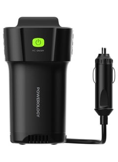 Powerology 150W Inverter AC Universal USB A 2*type-C DC Car 12V10A - Black  - Image 4