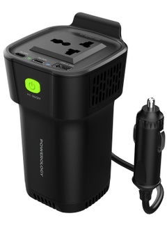 Powerology 150W Inverter AC Universal USB A 2*type-C DC Car 12V10A - Black  - Image 5