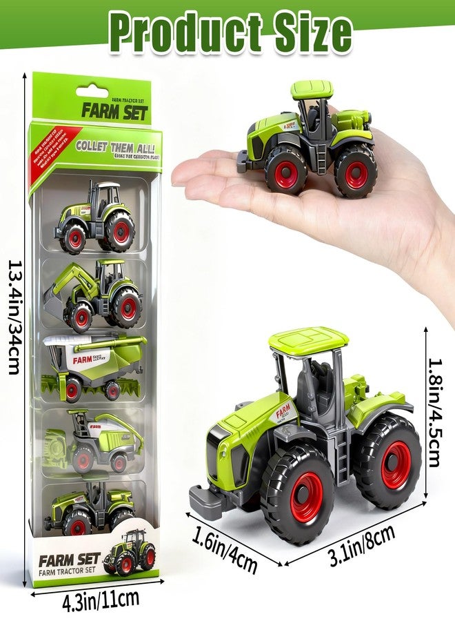 Bloolilies 5 Pack Diecast Farm Tractor Toy, Toddlers Farm Toys Tractor Vehicles with Combine Harvester, Forage Harvest, Mini Farming Truck Toys for Kids Boys Ages 3 4 5 6 7 Birthday Gifts Easter Basket Stuffers - Image 5