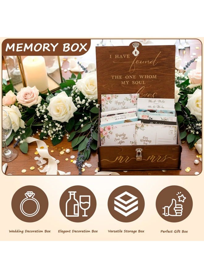 OurWarm Wedding Keepsake Box with Lock, Large Wooden Memory Box for Keepsakes, Wood Decorative Photo Storage Boxes with Lids, Mr and Mrs Personalized Anniversary Engagement Gifts for Couples - Image 5