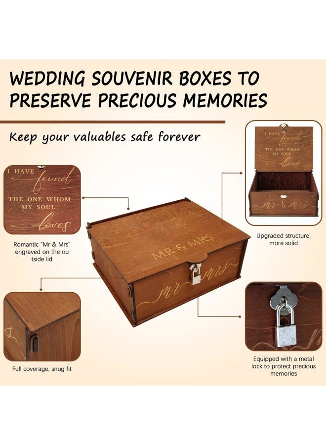 OurWarm Wedding Keepsake Box with Lock, Large Wooden Memory Box for Keepsakes, Wood Decorative Photo Storage Boxes with Lids, Mr and Mrs Personalized Anniversary Engagement Gifts for Couples - Image 4