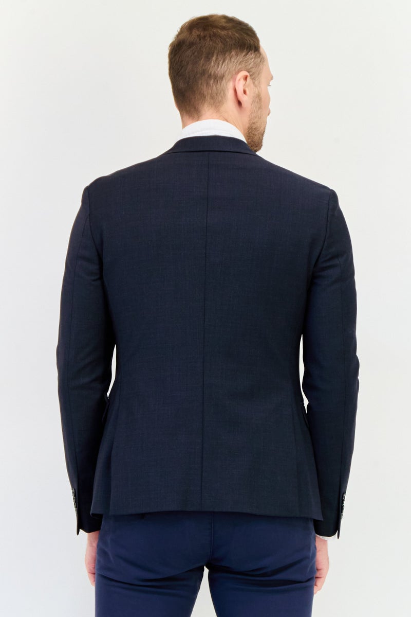 Celio Men Regular Fit Micro Check Print Semi Formal Blazer, Dark Grey - Image 3