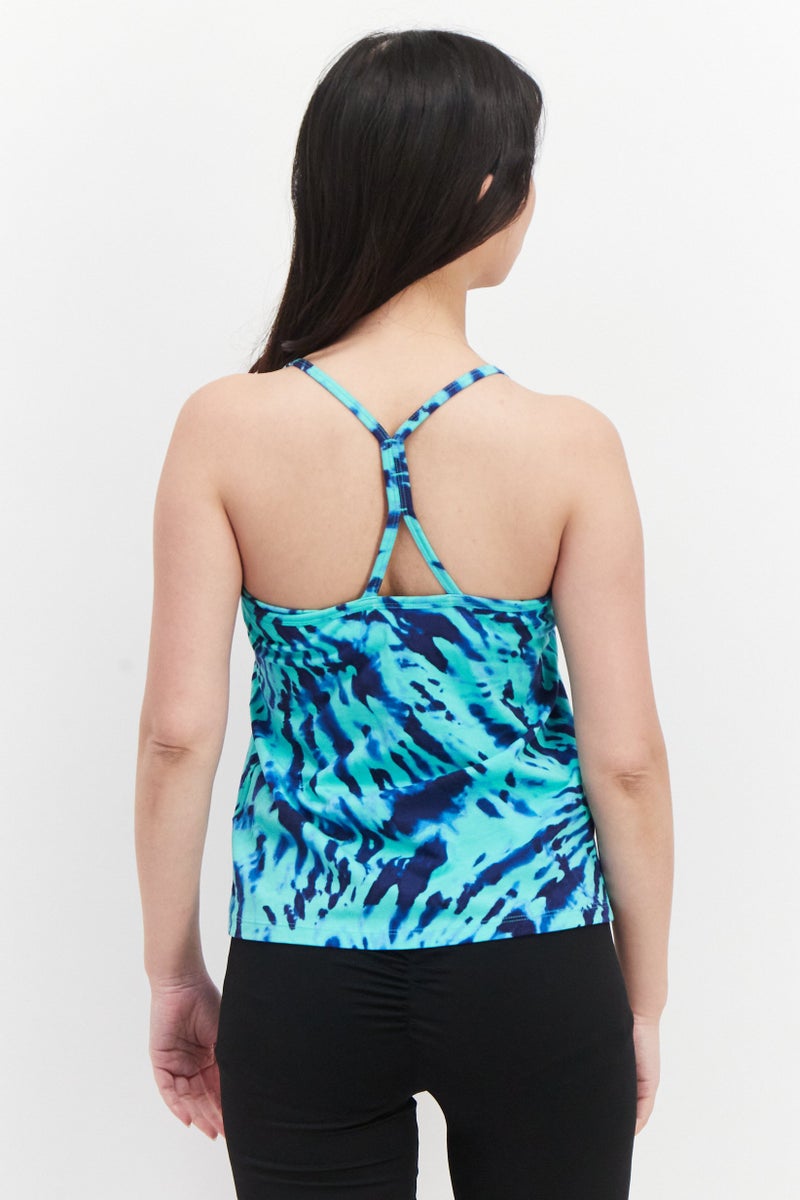 Jenni Intimates Women Scoop Neck Sleeveless Tie Dye Tank Top, Mint Green  - Image 4