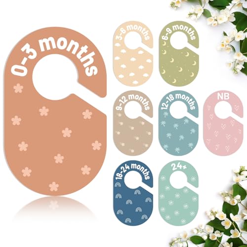Yewfold Baby Closet Dividers Baby Clothes Dividers for Closet Clothes Organizer for Nursery Closets Decor Divider Hangers for Sorting 8 Sizes from Newborn to 12 Months - Image 1