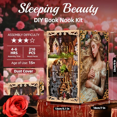 CCCDF Book Nook Kit DIY Miniature House Dollhouse Kit for Adults and Teens Booknook Tiny House Bookshelf Decor 3D Wooden Puzzle Gifts for Family Friends Sleeping Beauty - Image 5