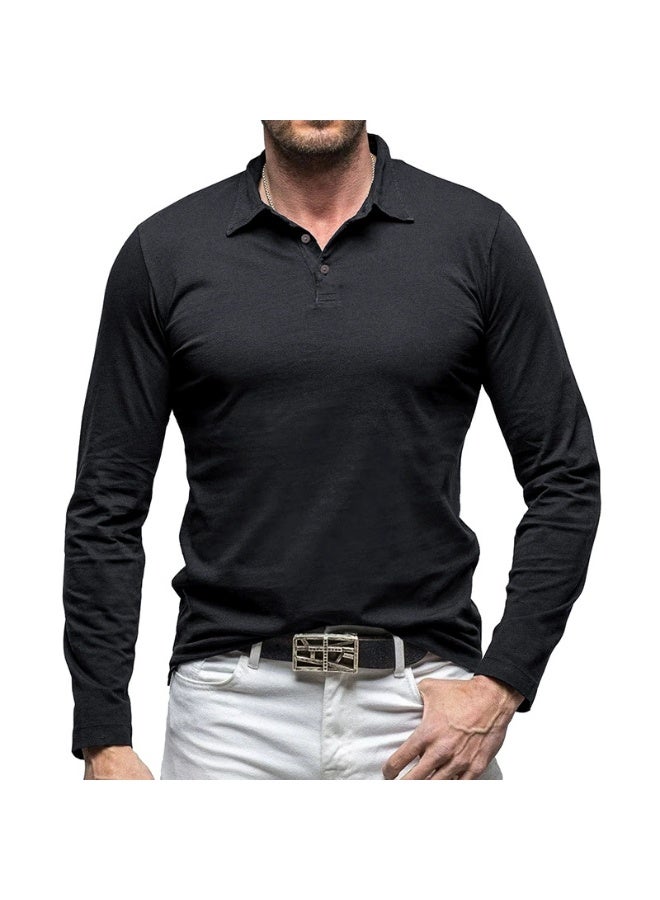 general Men's Cotton Polo Shirts Performance Long Sleeve T-Shirts Moisture Wicking Dry Fit Polos Fashion Golf Shirt for Men - Image 1