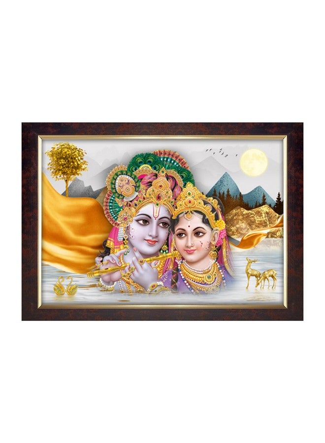 Dharvika Innovations Dharvika Innovations Radha Krishna Photo Frame Big Size Home Decoration with Sparkle Coated Lamination (14x20 Inch) - 20516 - Image 1