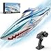 DEERC HighSpeed RC Boat for Kids Adults 20 MPH Full Proportional Remote Control Shark Boat with LED Lights 24GHz Racing Boat for Pools Lakes - Image 3