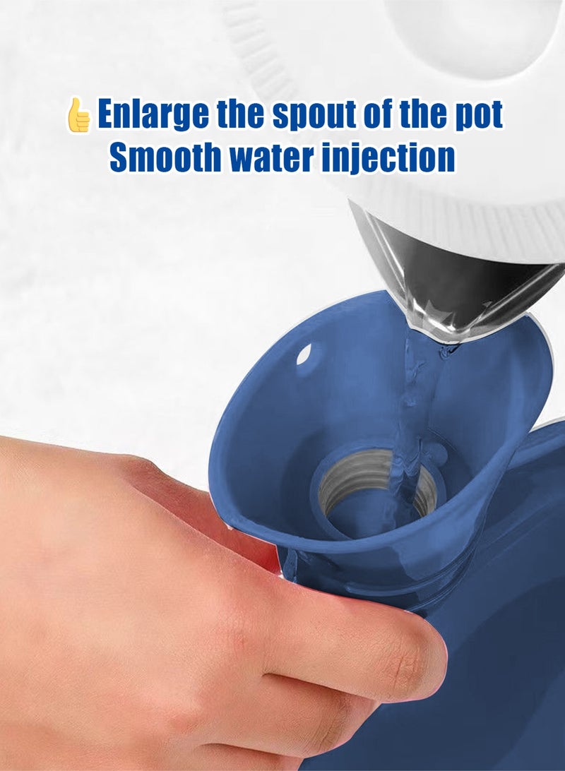 هومار كيت زجاجة ماء ساخن مع غطاء محبوك، كيس ماء ساخن سعة 2 لتر للكمادات الساخنة والباردة، تدفئة اليدين والقدمين، مثالية لتقلصات الدورة الشهرية وتخفيف آلام الرقبة والكتف، لون أزرق - Image 4