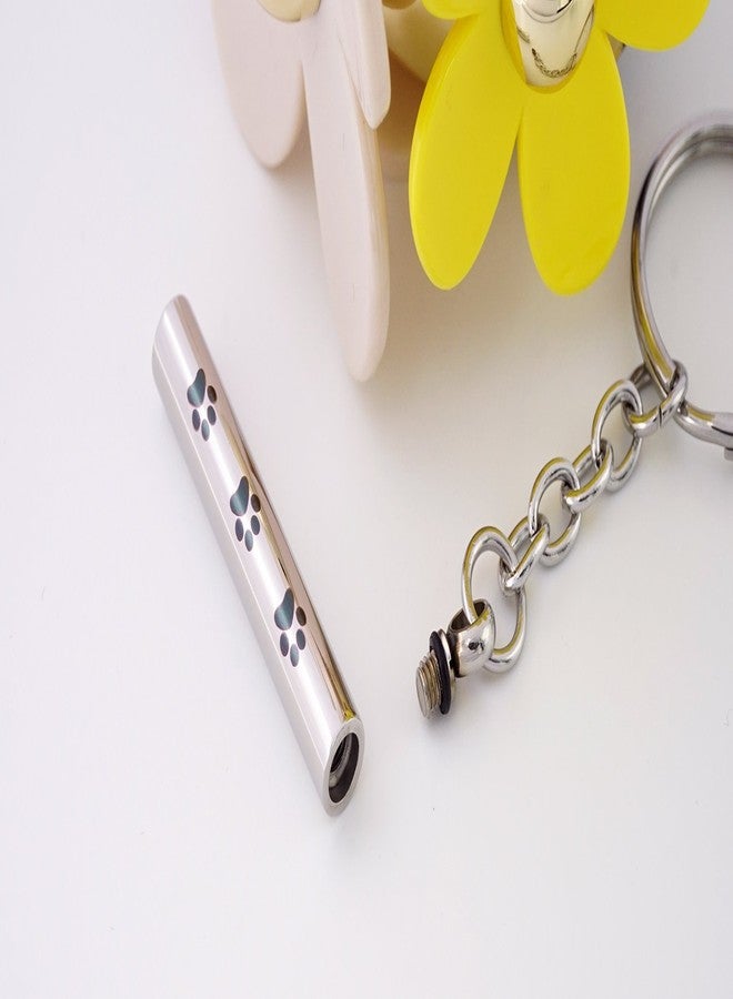 COCO Park Engraving Pet Paw/Dog Paw Cylinder Ash Pendant Memorial Keychain Urn Cremation Jewelry Stainless Steel Keyring - Image 2